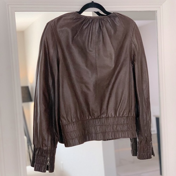 Stylish ARTHUR MENDOCA Brown Perforated 100% Lambskin Jacket - Picture 6 of 8